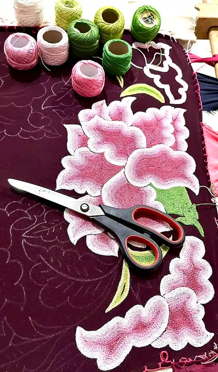 Bordado artesanal en proceso